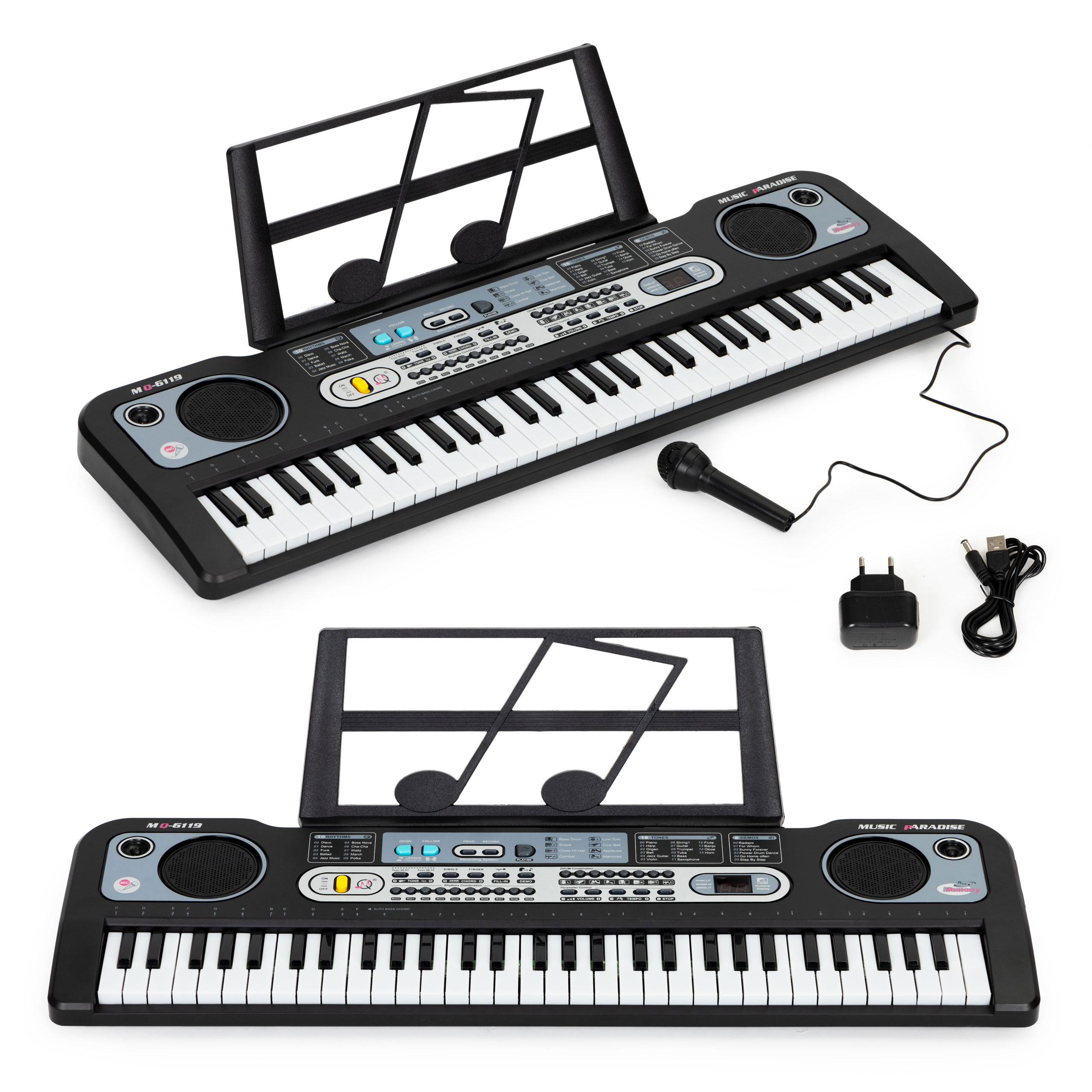 Kids 61-Key Keyboard Piano with Microphone and Power Adapter