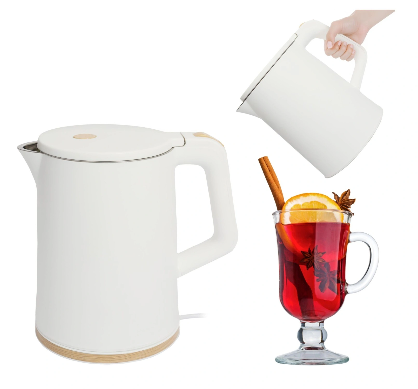 Дорожный электрический чайник беспроводной 1500 Вт 1.2 л, белый