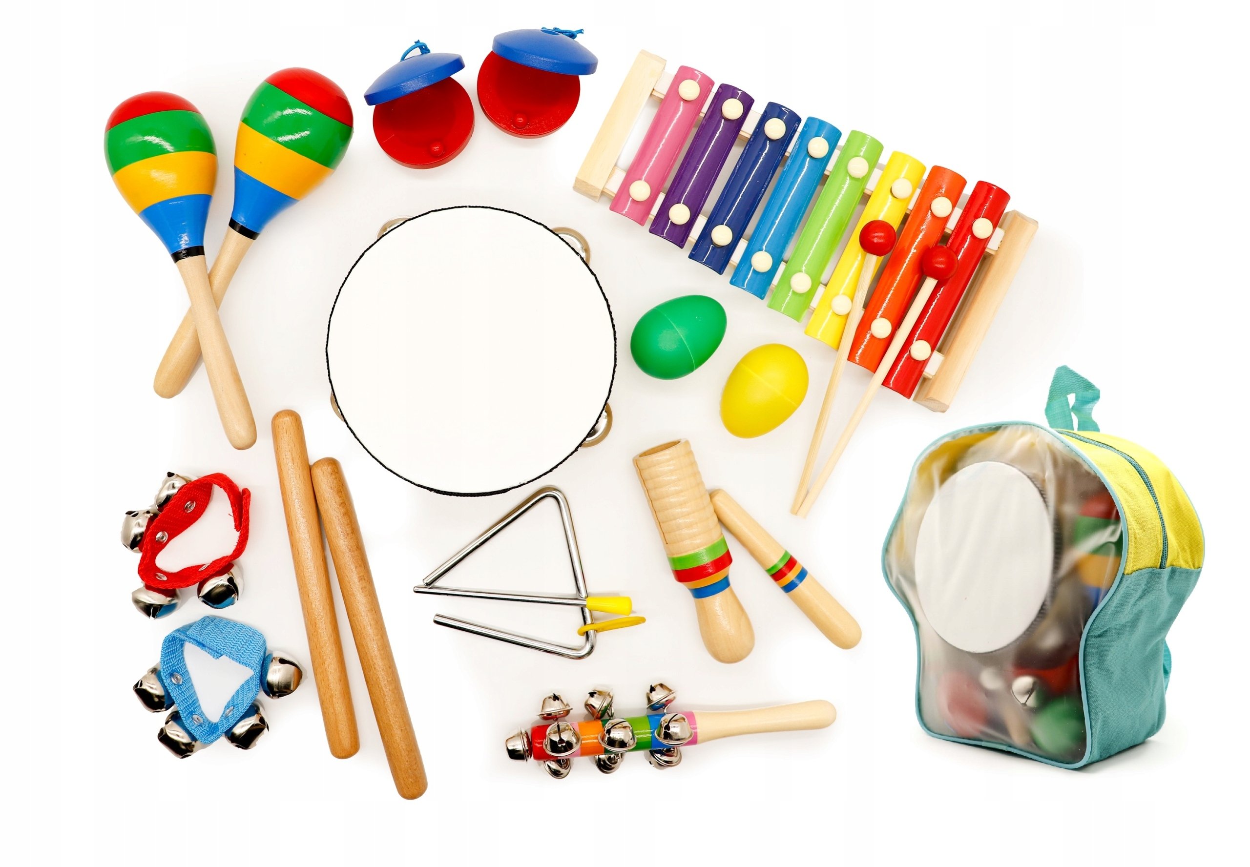 ECOTOYS 10-Piece Kids Musical Instrument Set with Backpack