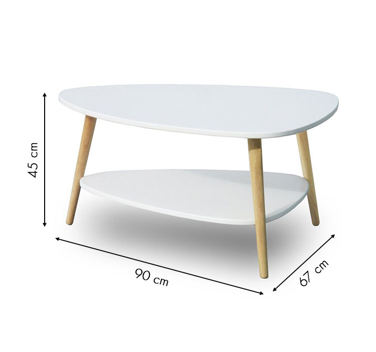 Modern Coffee Table with Storage Shelf and Wood Legs by ModernHome, White (3)