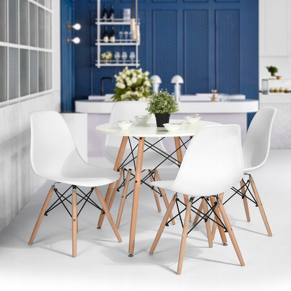 Round Dining Table for 2 Small Kitchen Table 60cm ModernHome, White