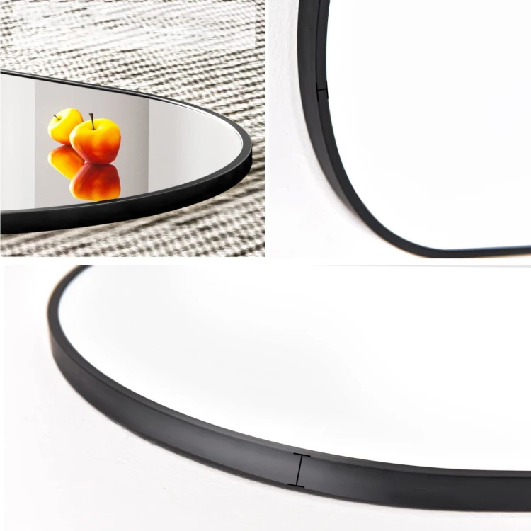 Large Oval Wall Mirror 100x50cm for Bathroom and Hallway, Black