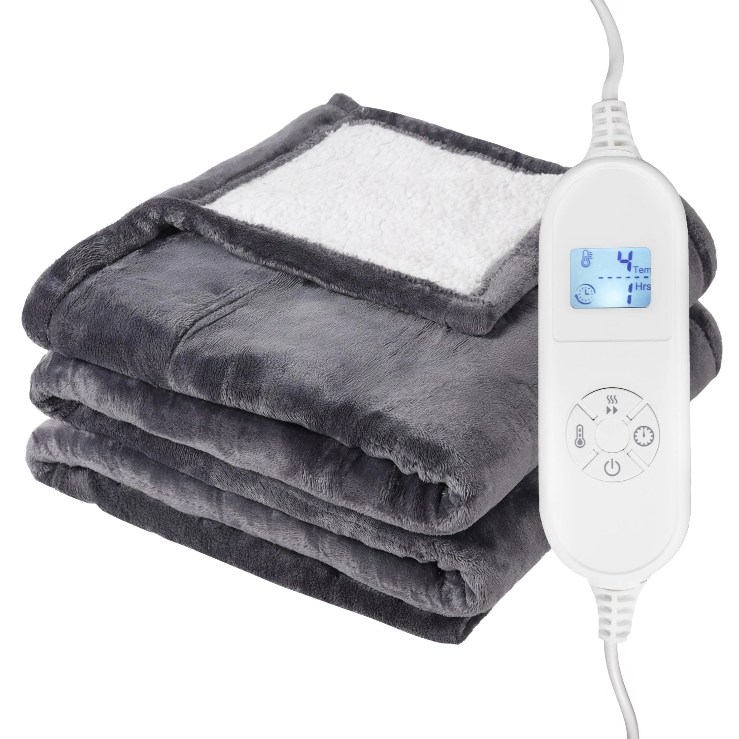 Heated Electric Blanket Throw 120x160 cm with 9 Heat Settings and Timer Remote