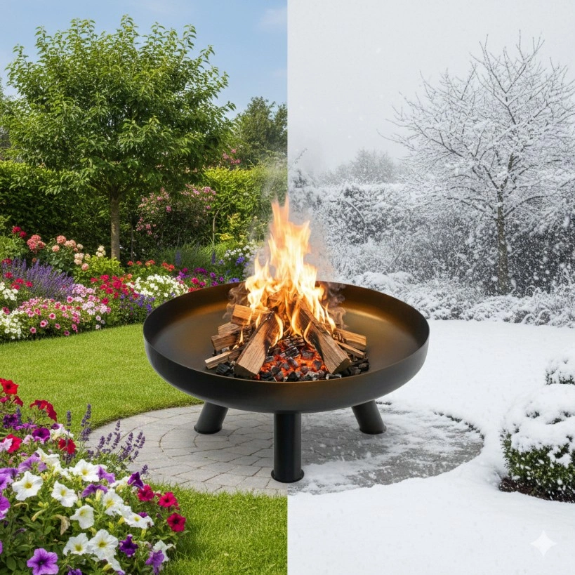 Large Cast Iron Garden Fire Pit 60 cm Outdoor Fire Bowl
