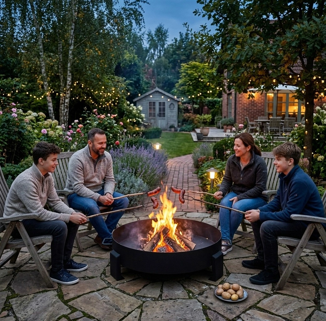 Large Cast Iron Garden Fire Pit 60 cm with Handles