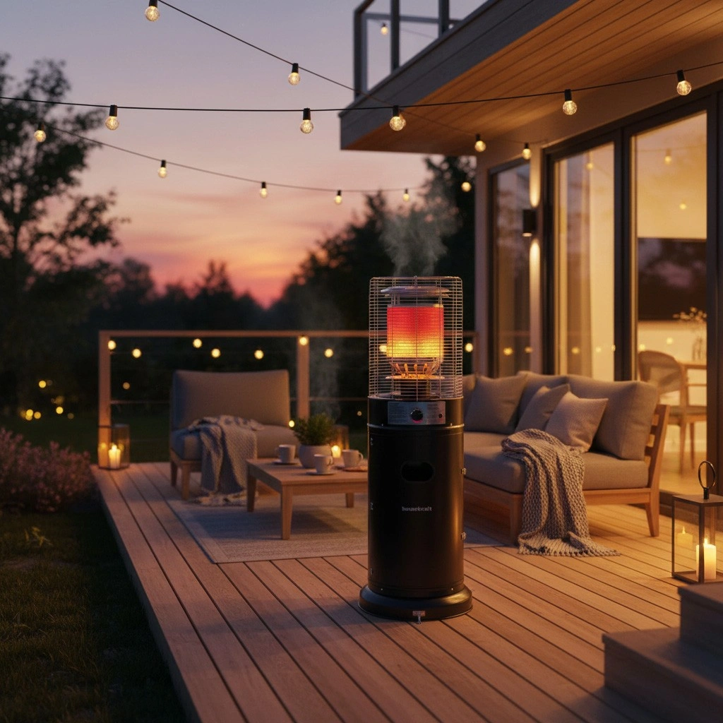 Outdoor Gas Patio Heater 11 kW with Glass, Regulator and Cover