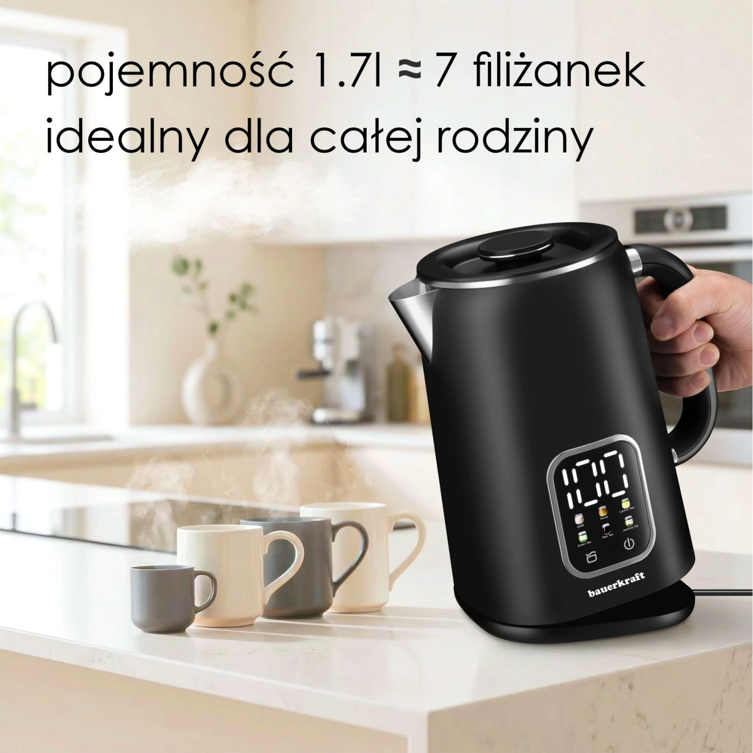 Smart Electric Kettle 1.7L with Temperature Control, Black