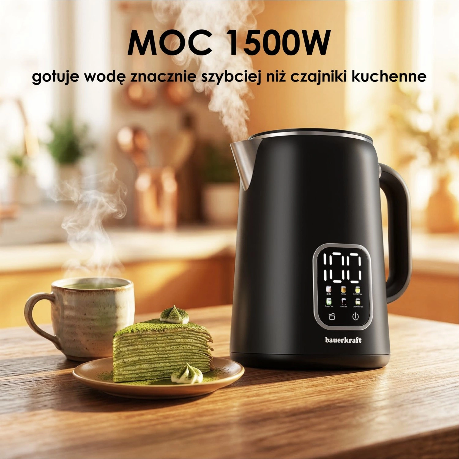Smart Electric Kettle 1.7L with Temperature Control, Black