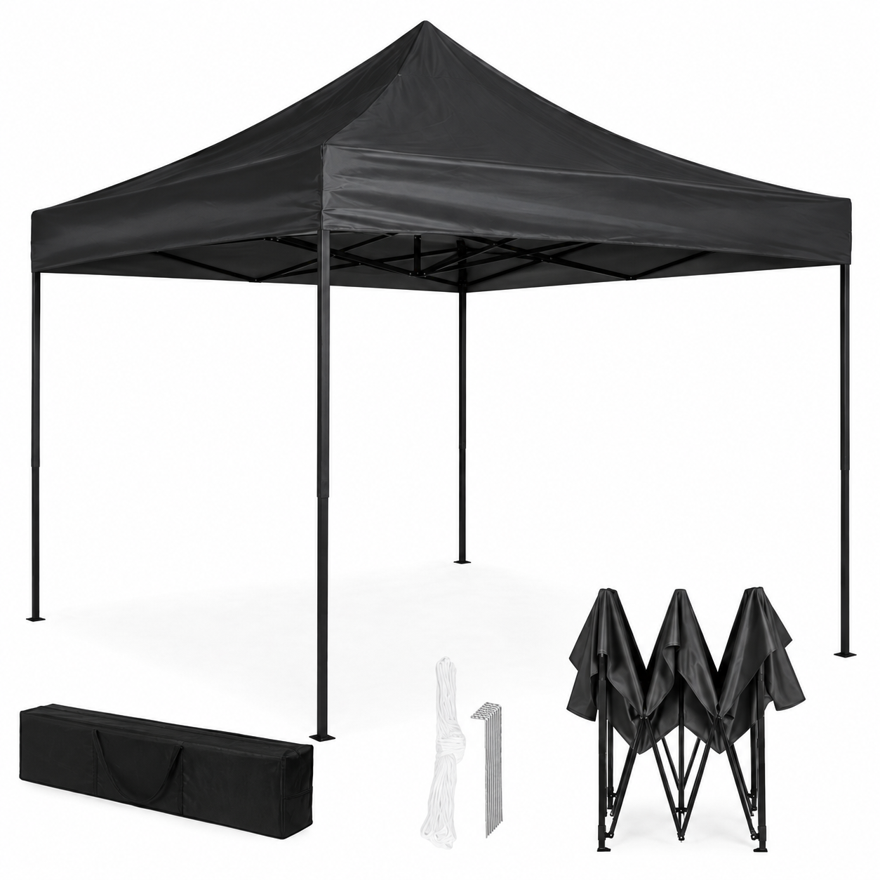 Pop-up Gazebo MultiGarden 3x3 m Folding Garden Tent Black