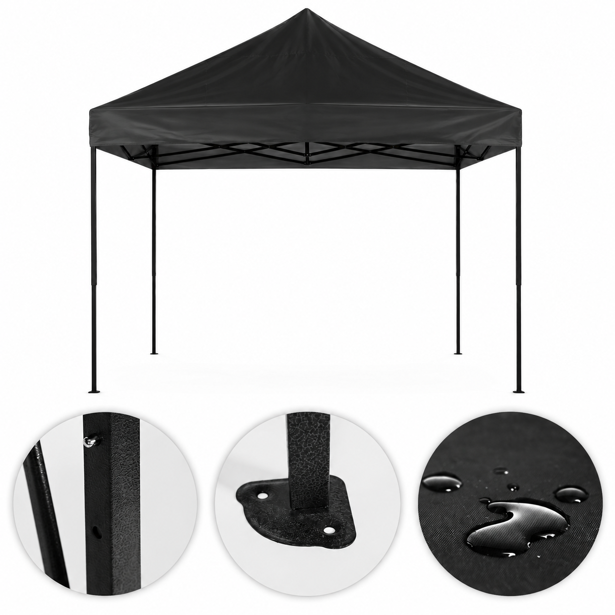 Pop-up Gazebo MultiGarden 3x3 m Folding Garden Tent Black