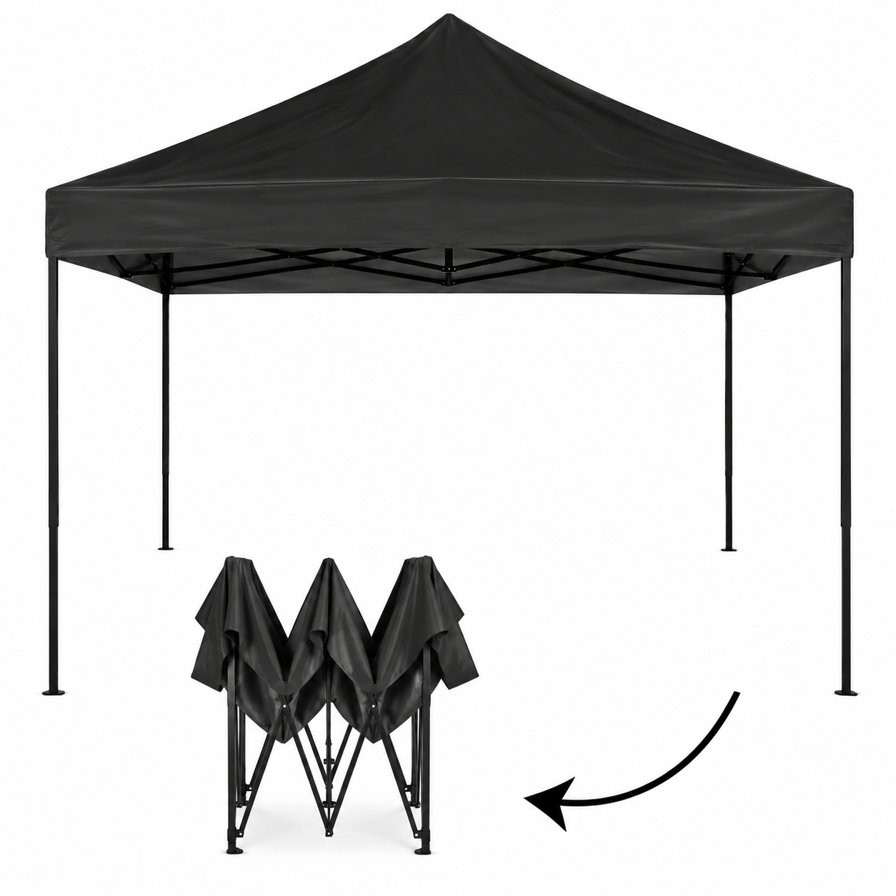Pop-up Gazebo MultiGarden 3x3 m Folding Garden Tent Black