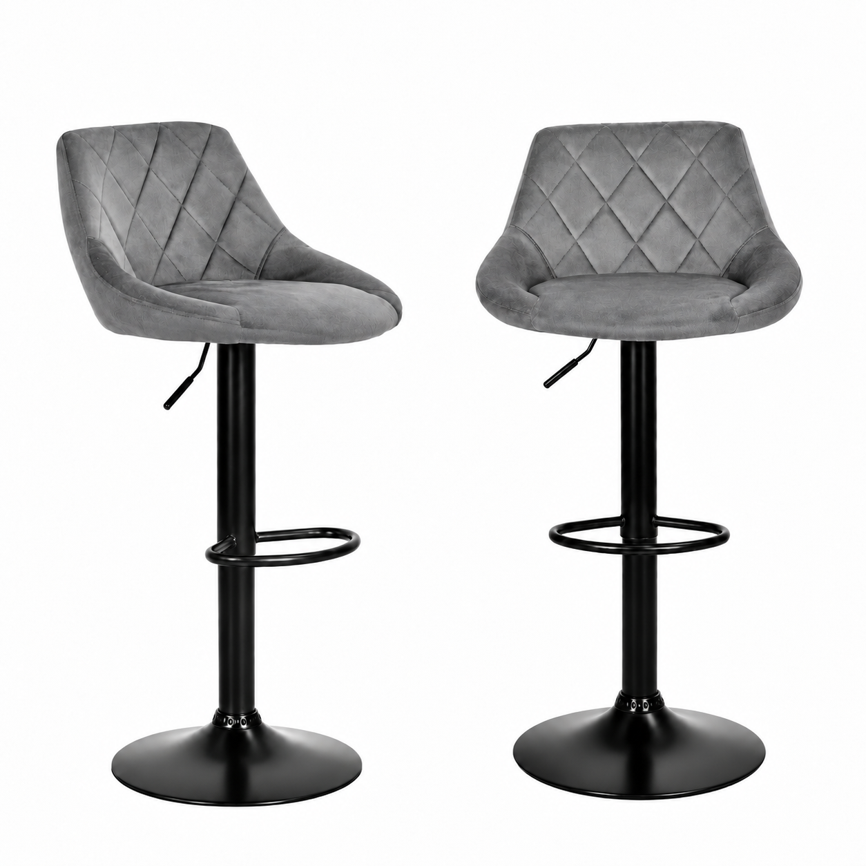 ModernHome Swivel Bar Stool with Adjustable Height, Grey Velvet