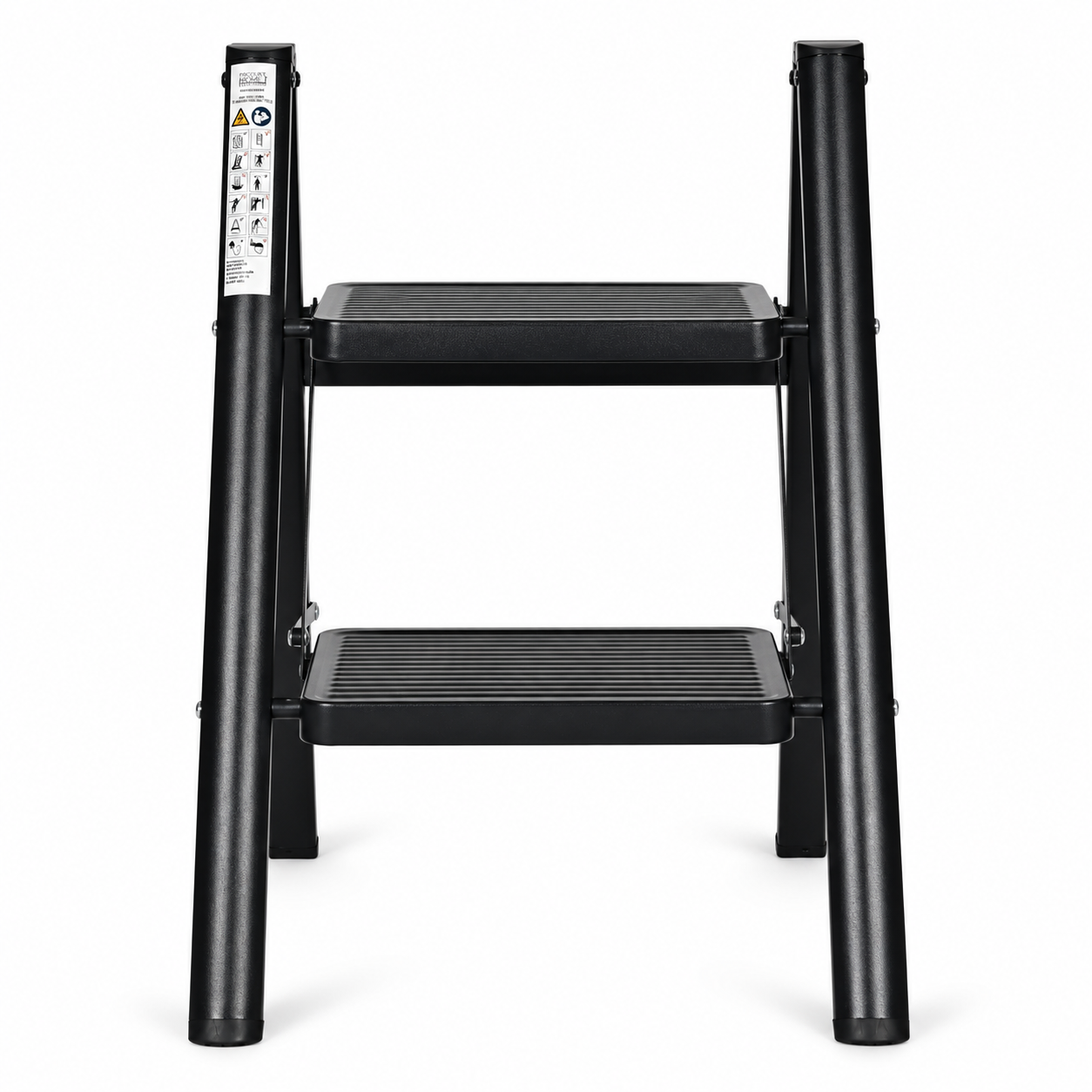 ModernHome 2-Step Folding Steel Ladder with Lock, Black