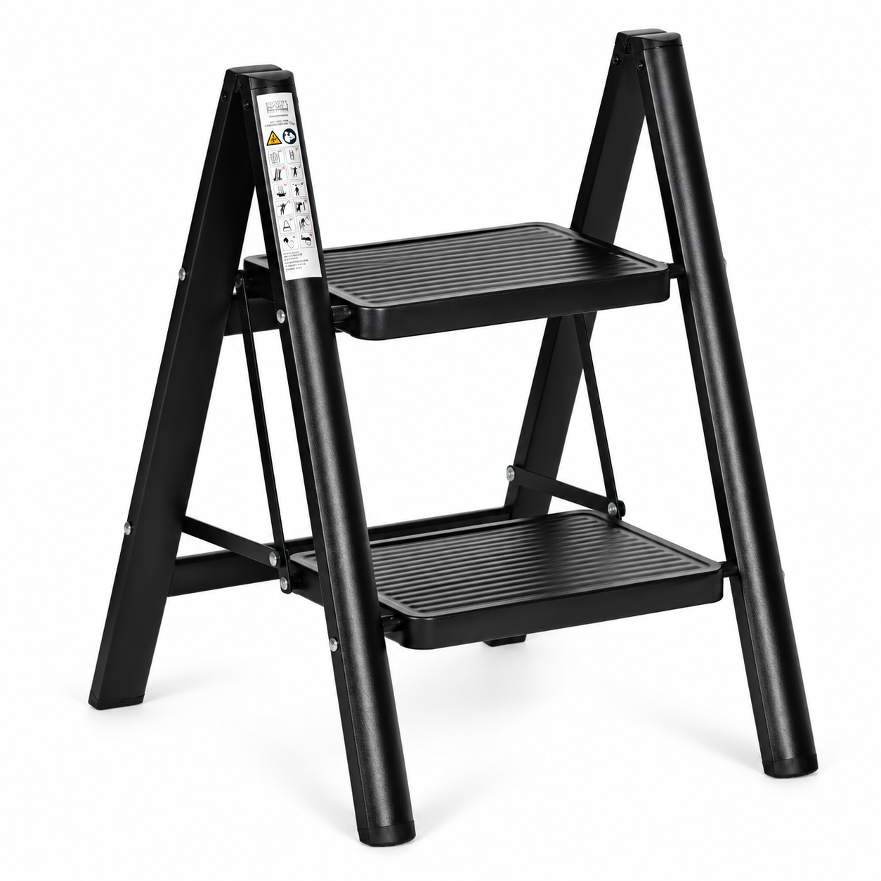 ModernHome 2-Step Folding Steel Ladder with Lock, Black