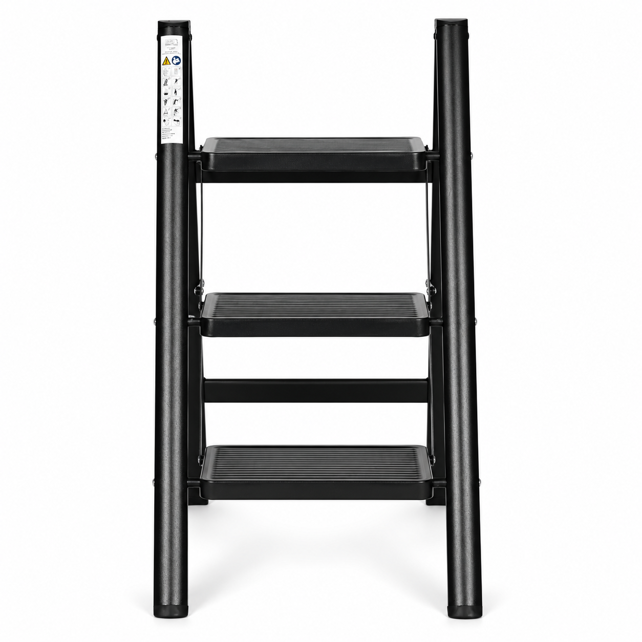 Folding 3-Step Steel Ladder with Safety Lock ModernHome, Black