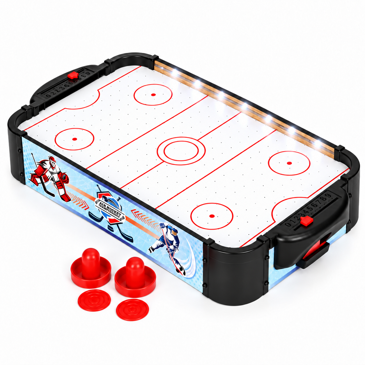 ECOTOYS Tabletop Air Hockey Table for Kids 58 cm with LED Light