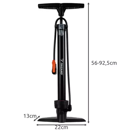 Trizand Floor Pump with Pressure Gauge 16 bar / 230 PSI, Black