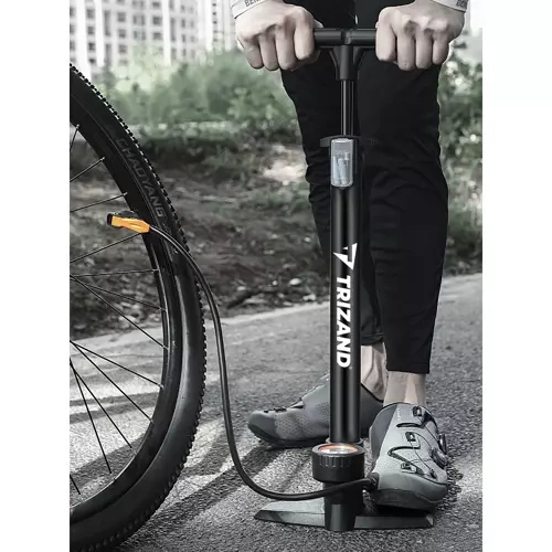 Trizand Floor Pump with Pressure Gauge 16 bar / 230 PSI, Black