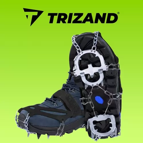 Trizand Anti-Slip Shoe Crampons, Size L (40-44), Black/Silver
