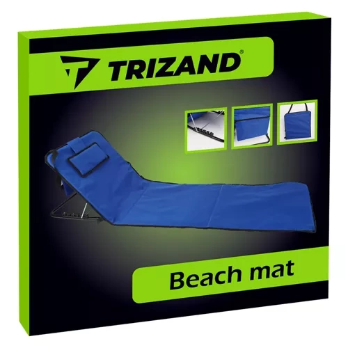 Trizand Beach Mat with Backrest and Pillow 150x50 cm, Blue