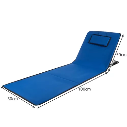 Trizand Beach Mat with Backrest and Pillow, Blue