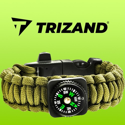 5-in-1 Paracord Survival Bracelet with Compass, Green (0)