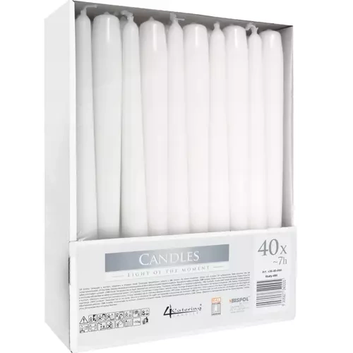 Iso Trade White Taper Candles, 40 pcs
