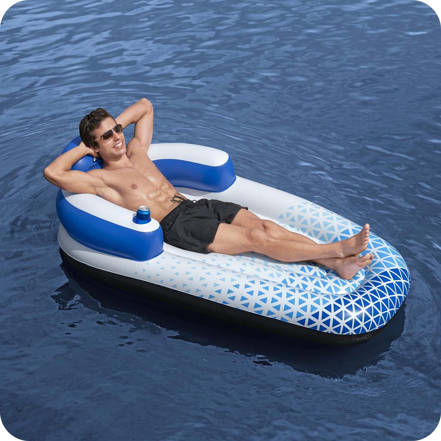 Bestway Indigo Wave 43533 Inflatable Lounge Mattress with Backrest, 191x107 cm