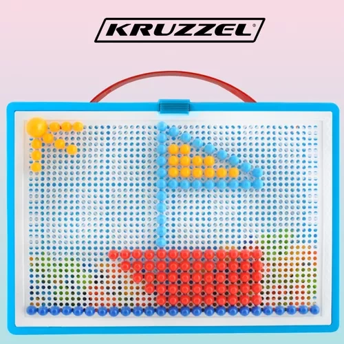 Button Art Mosaic Puzzle for Kids with 296 Mushroom Pegs and Case