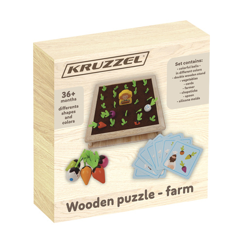 Kruzzel Wooden 2-in-1 Farm Toy Memory & Ball Sorting Game 22755 (0)