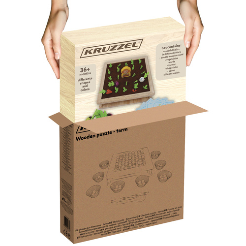 Kruzzel Wooden 2-in-1 Farm Toy Memory & Ball Sorting Game 22755 (1)