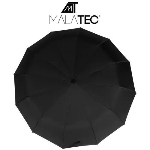 Malatec 19368 Automatic Folding Umbrella with 12 Ribs, Windproof, Black