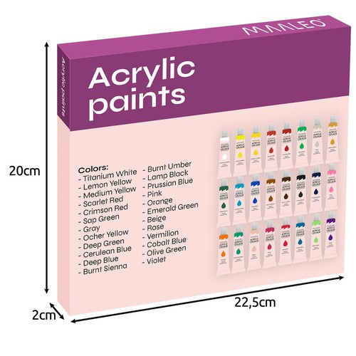 Maaleo Acrylic Paint Set, 24 pcs x 12 ml