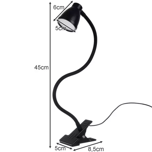 Izoxis 00019454 galda lampa ar klipsi un pamatni, melna
