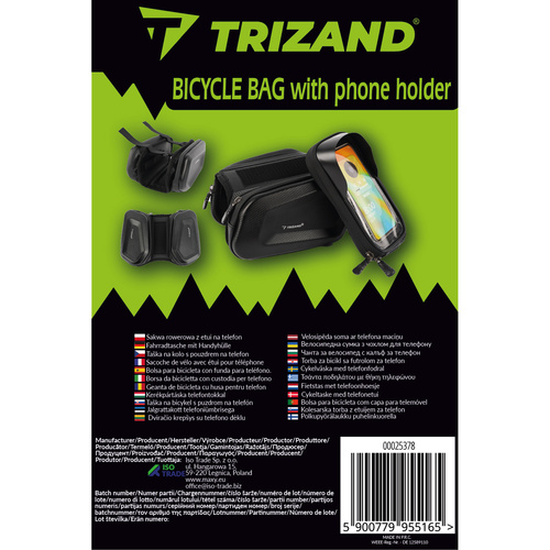 Trizand 25378 Waterproof Bike Frame Bag with Touchscreen Phone Case (0)