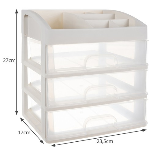 Soulima 19357 Cosmetics Organizer, Transparent/White