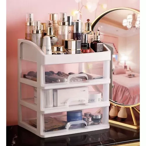 Soulima 19357 Cosmetics Organizer, Transparent/White