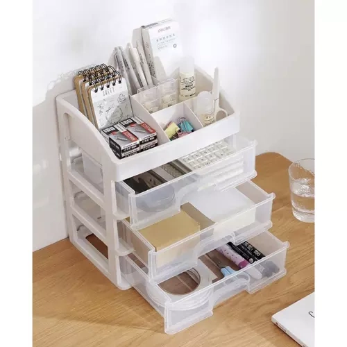 Soulima 19357 Cosmetics Organizer, Transparent/White