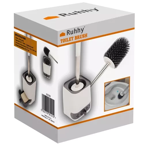 Силиконовый ершик для унитаза Ruhhy 23808 с подставкой и пинцетом,...