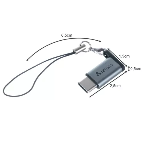 Izoxis USB-C to Micro USB 2.0 Adapter with Lanyard