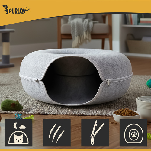 Purlov Cat Bed Tunnel, Grey
