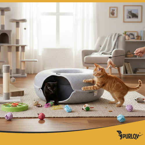 Purlov Cat Bed Tunnel, Grey