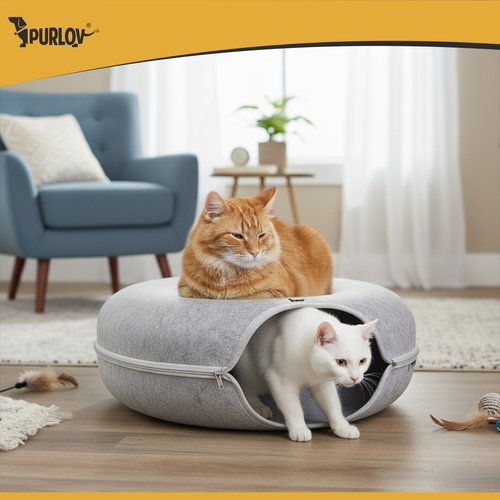 Purlov Cat Bed Tunnel, Grey
