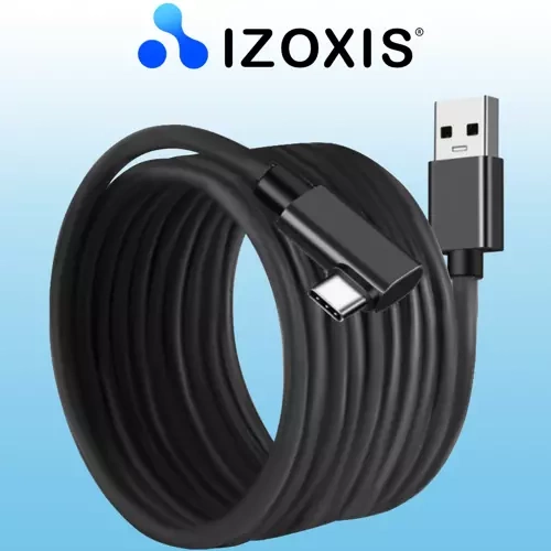 Izoxis 19911 Right Angle USB C to USB A Cable 5m Nylon Braided Data Cord