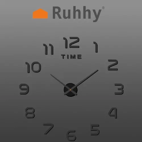 Большие 3D настенные часы DIY Ruhhy 19928, 60-130 см, черные