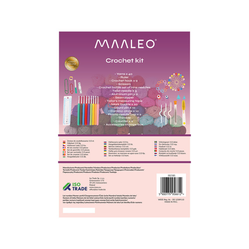 Maaleo 25885 113 Daļu Tamborēšanas Komplekts ar Dziju Daudzkrāsains