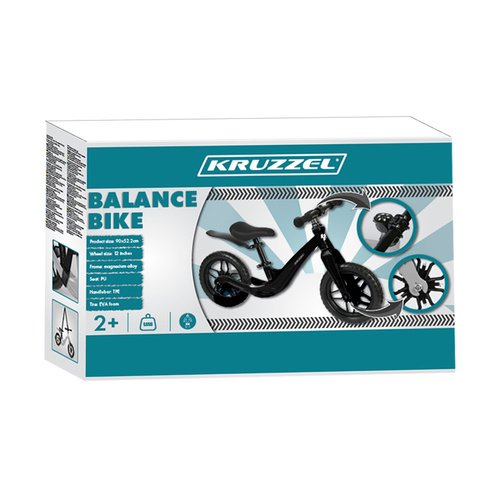 Kruzzel 25767 Balance Bike for Kids 2+ with 12 Inch Wheels, Black (0)