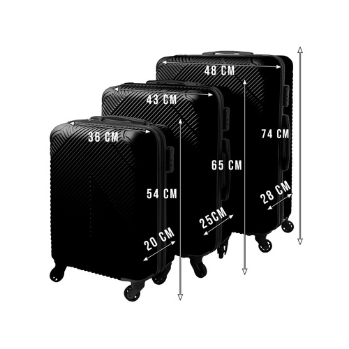 Trizand 3-in-1 Travel Suitcase Set, Black