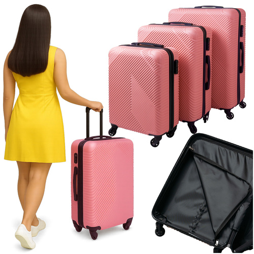 TRIZAND 00026663 3-in-1 Suitcase Set, Pink