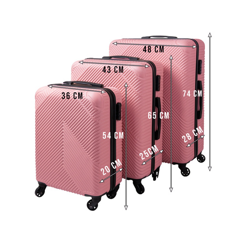 TRIZAND 00026663 3-in-1 Suitcase Set, Pink